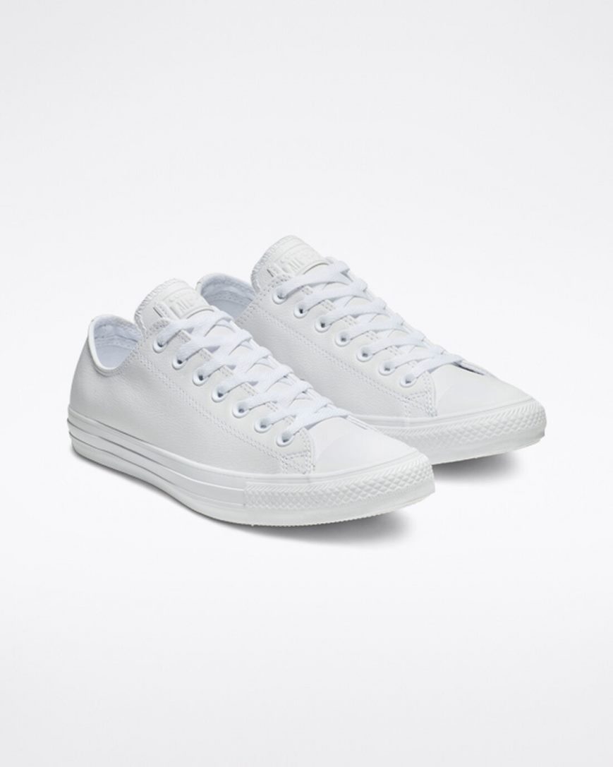 Tenis Converse Chuck Taylor All Star Couro Cano Baixo Feminino Branco | PT V005P43